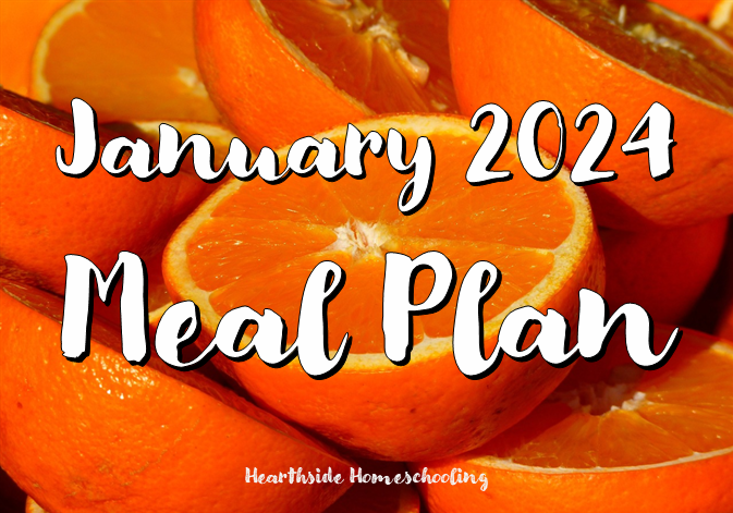 What will we eat during January 2024? Meals include Chicken Normandy Skillet, Beef Stew, and Creamy Tortellini Spinach Soup.